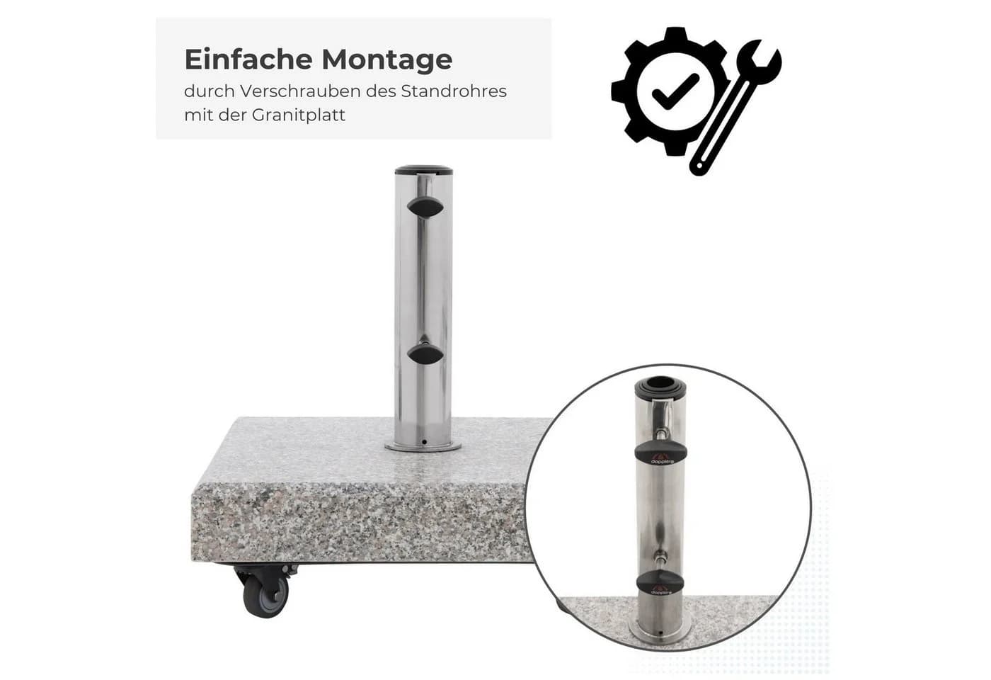 Doppler Schirmständer Granit 25 kg mit Rollen Grau - Bild 4