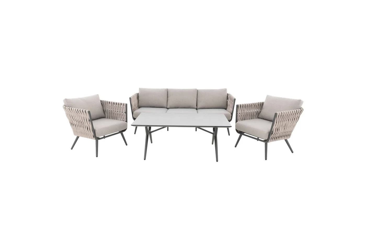 doppler® Gartenlounge-Set Expert Lounge "Riva" 5-tlg. Beige/Grau Aluminium - Bild 2