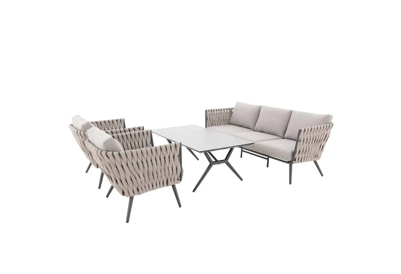 doppler® Gartenlounge-Set Expert Lounge "Riva" 5-tlg. Beige/Grau Aluminium - Bild 3