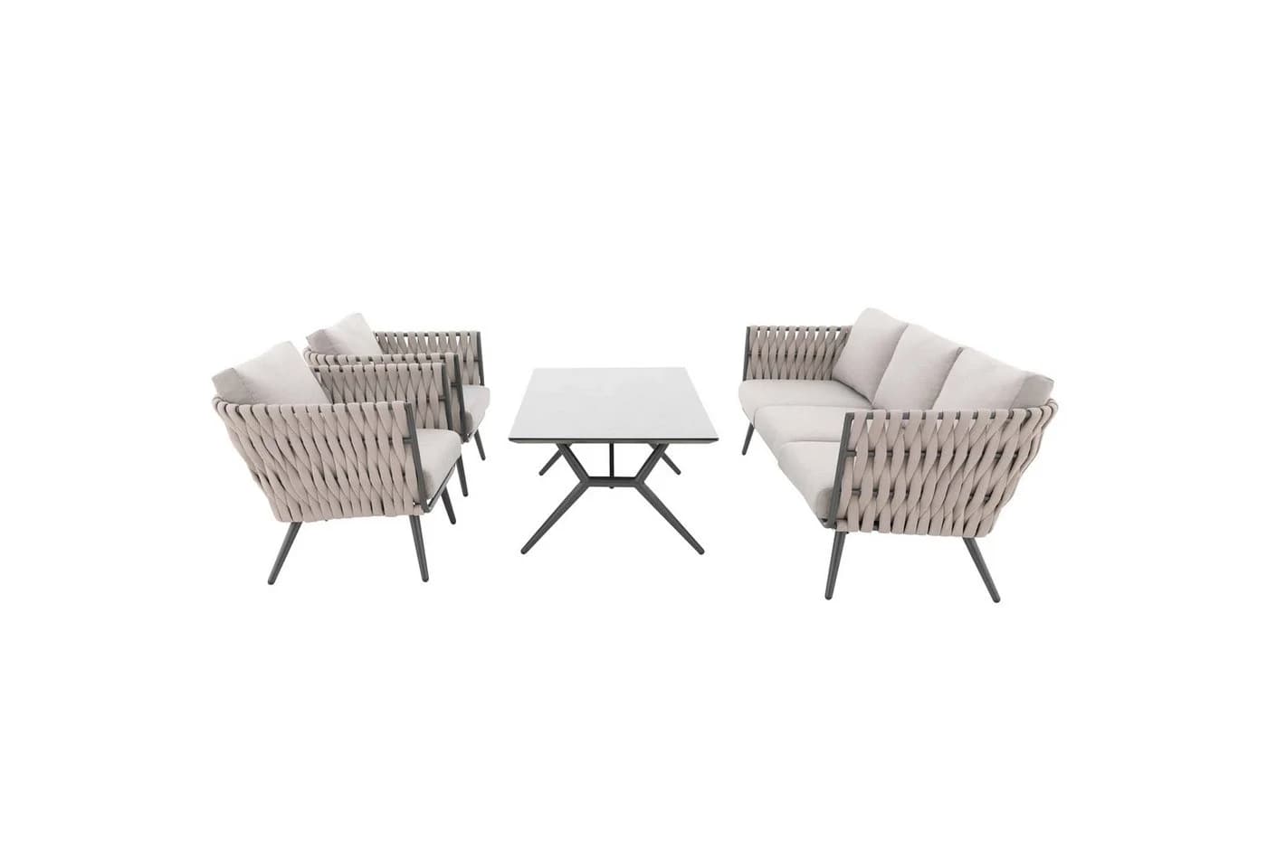 doppler® Gartenlounge-Set Expert Lounge "Riva" 5-tlg. Beige/Grau Aluminium - Bild 4