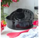 Riess Kuchenform 26cm 3-tlg. Emaille schwarz mit Hebeboden Bild 3