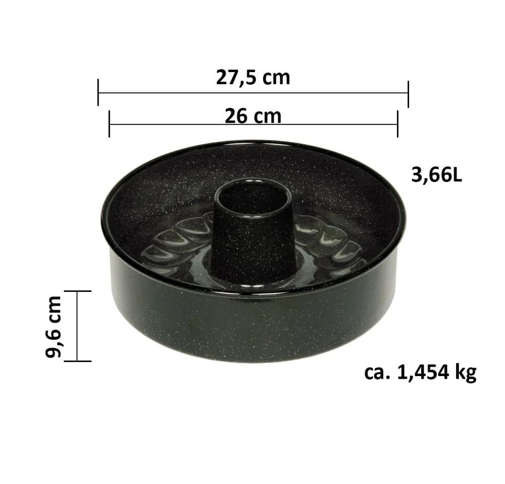 Riess Kuchenform 26cm 3-tlg. Emaille schwarz mit Hebeboden - Bild 4