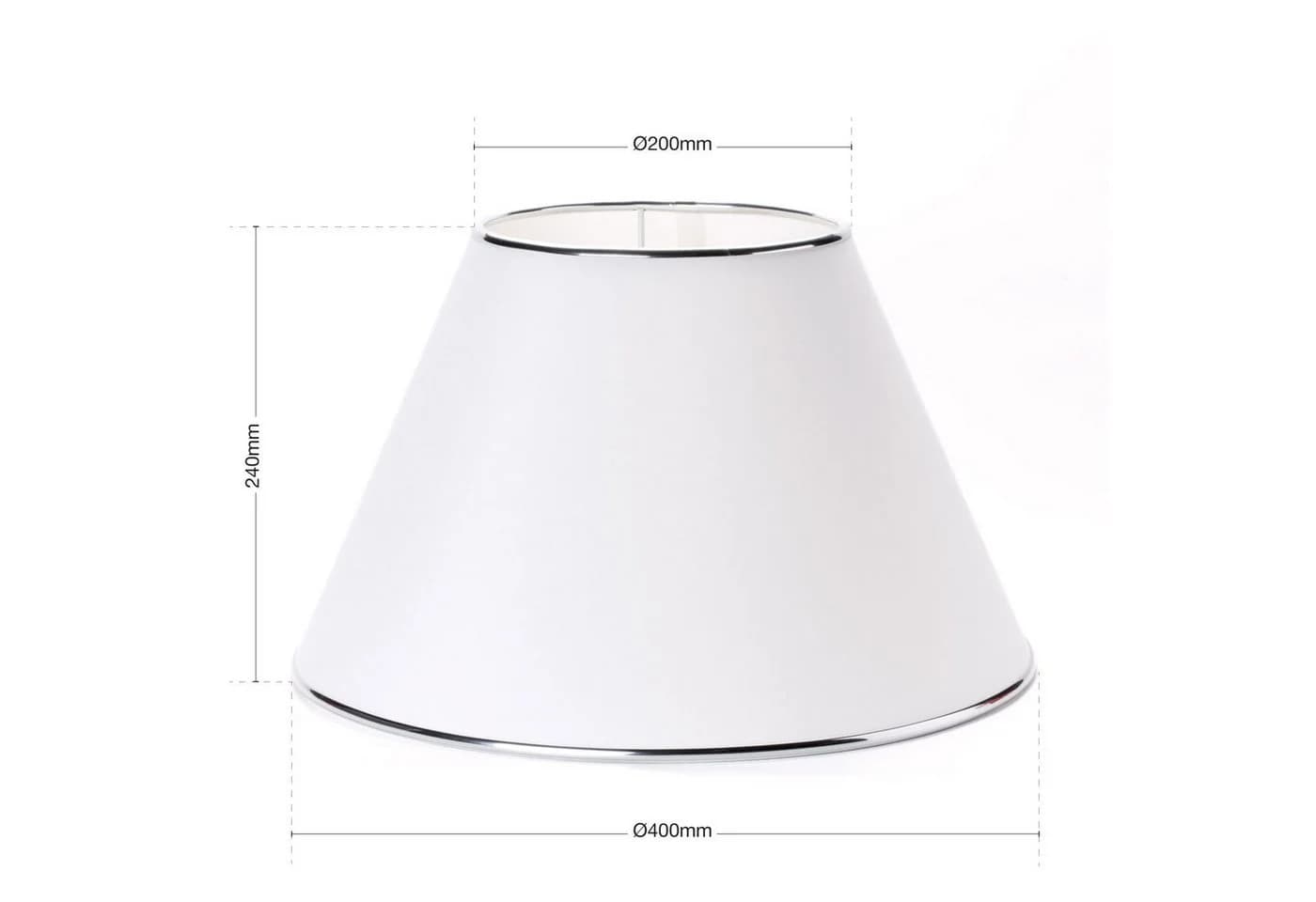 Orion Leuchten Lampenschirm Weiß Konisch E27 Stoff Metallrand Chrom