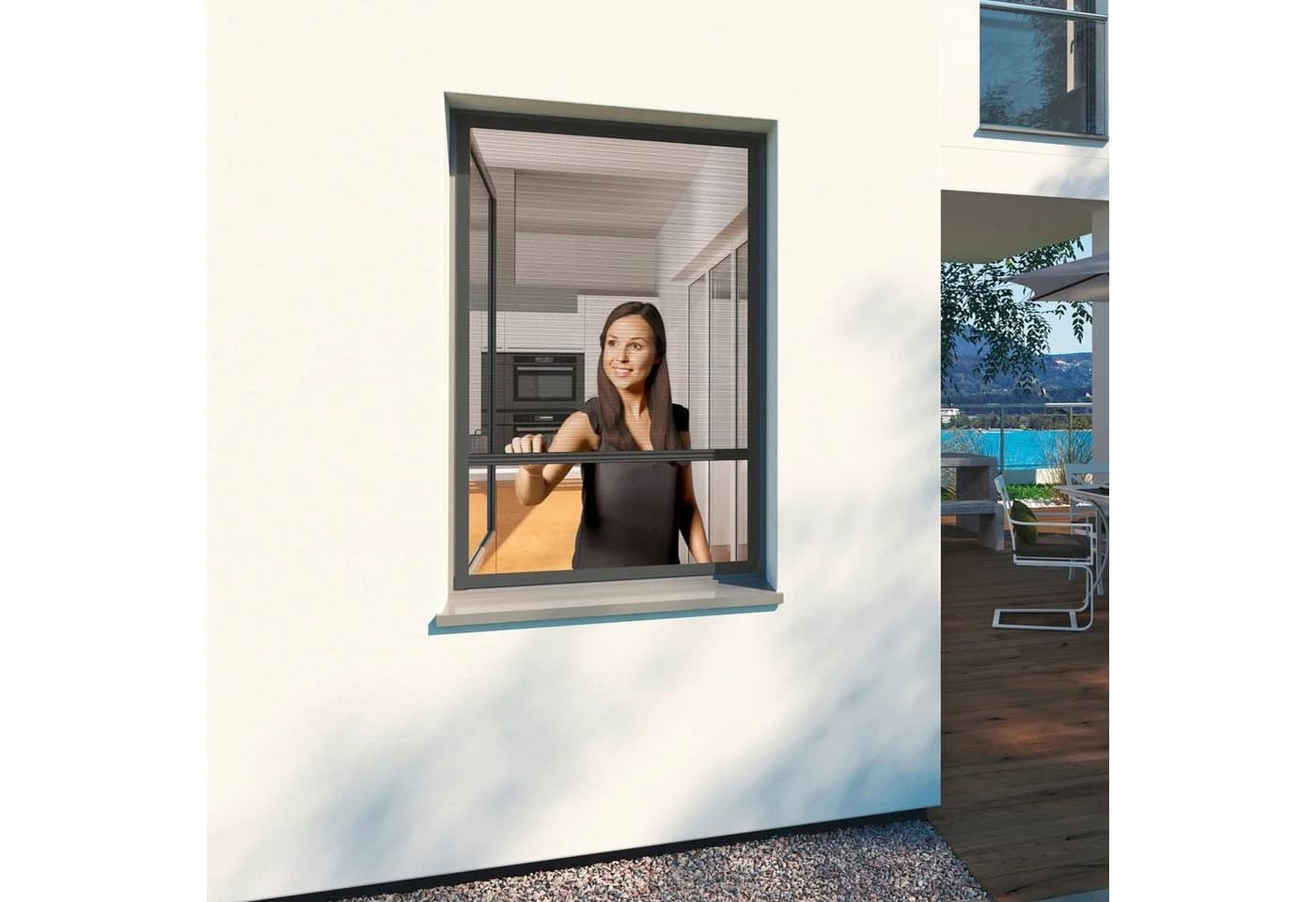 Windhager Insektenschutzplissee ULTRA FLAT Halbtransparent Klemmfix - Bild 2