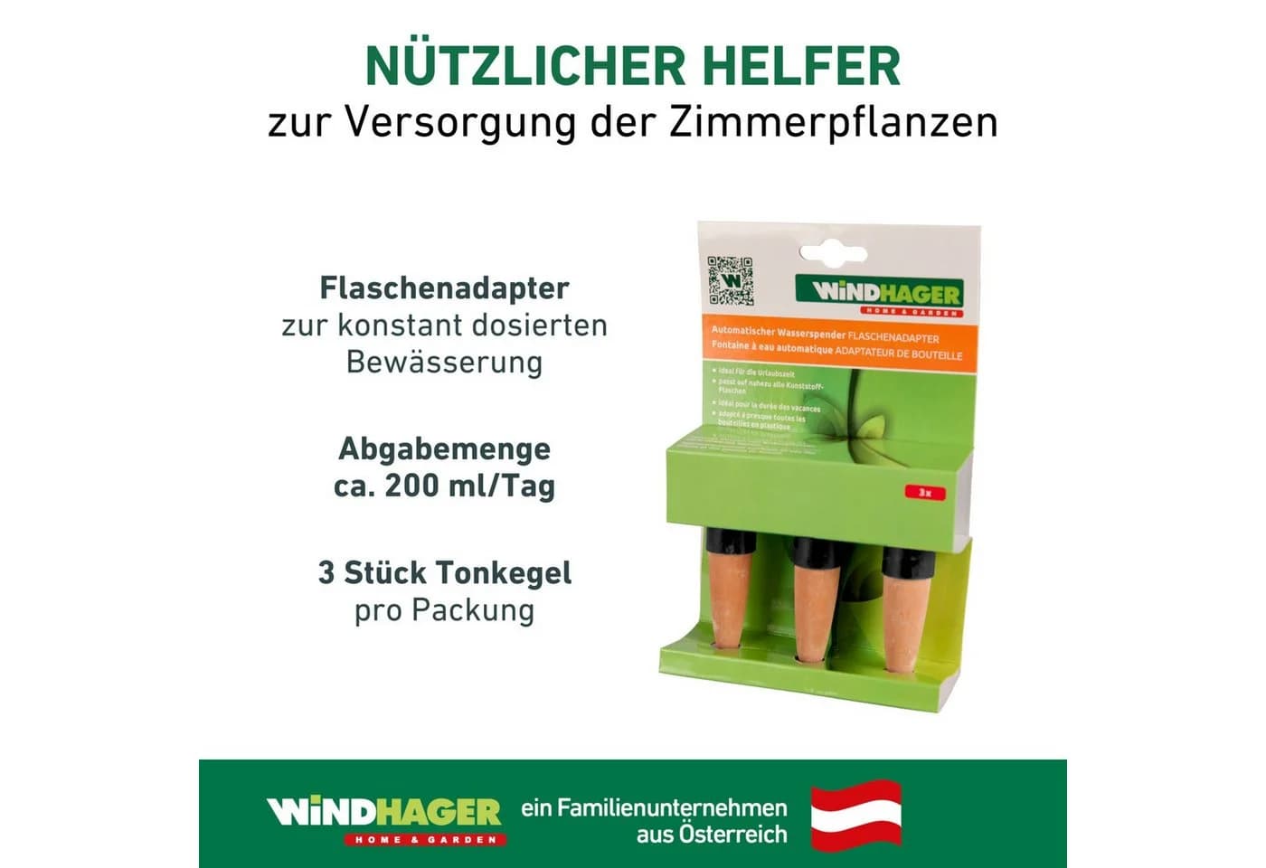 Windhager Bewässerungssystem Flaschenadapter Schwarz 3er Pack