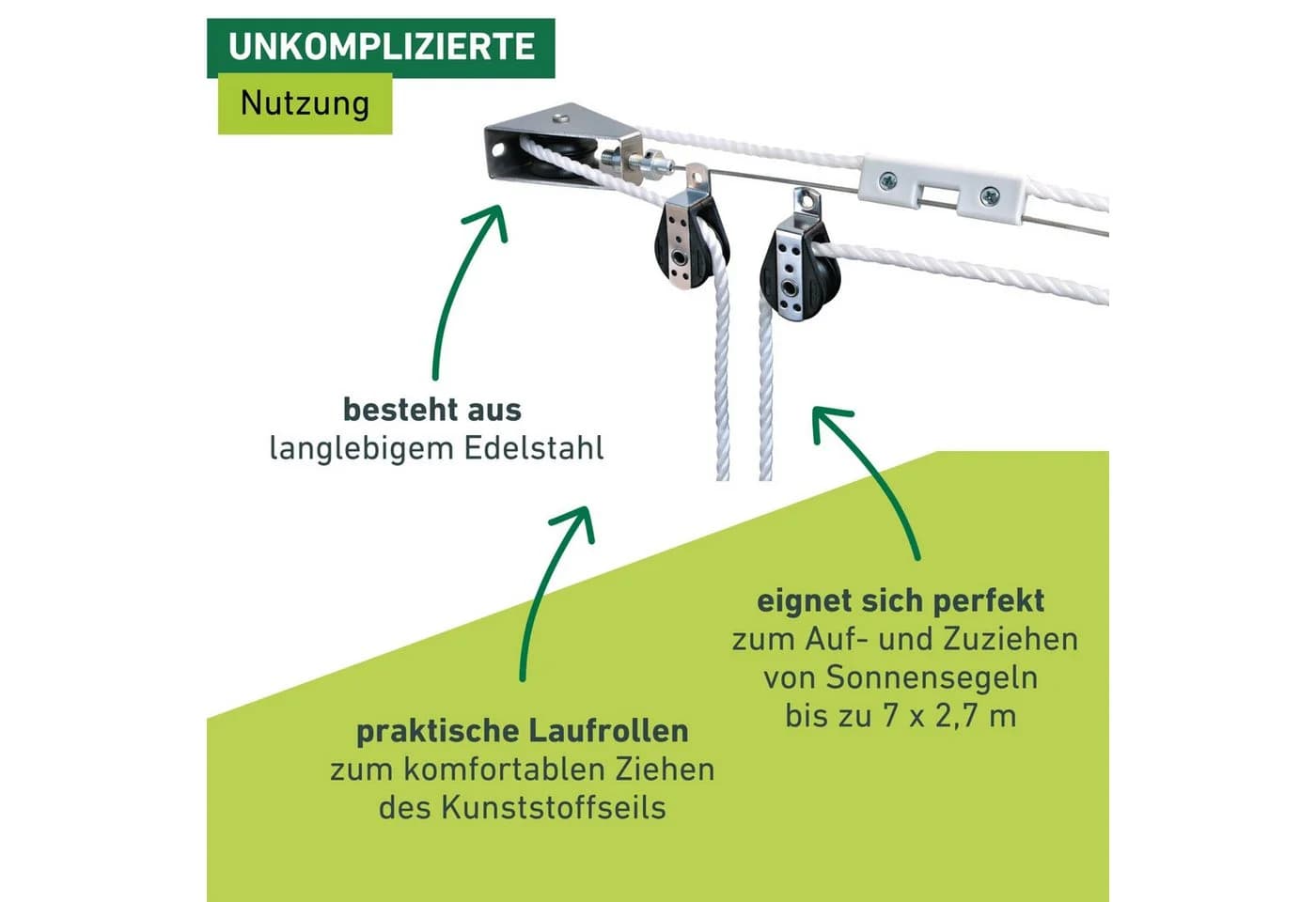 Seilspanngarnitur WINDHAGER, silber, Seilzug-Set zum Spannen von Sonnensegeln - Bild 5