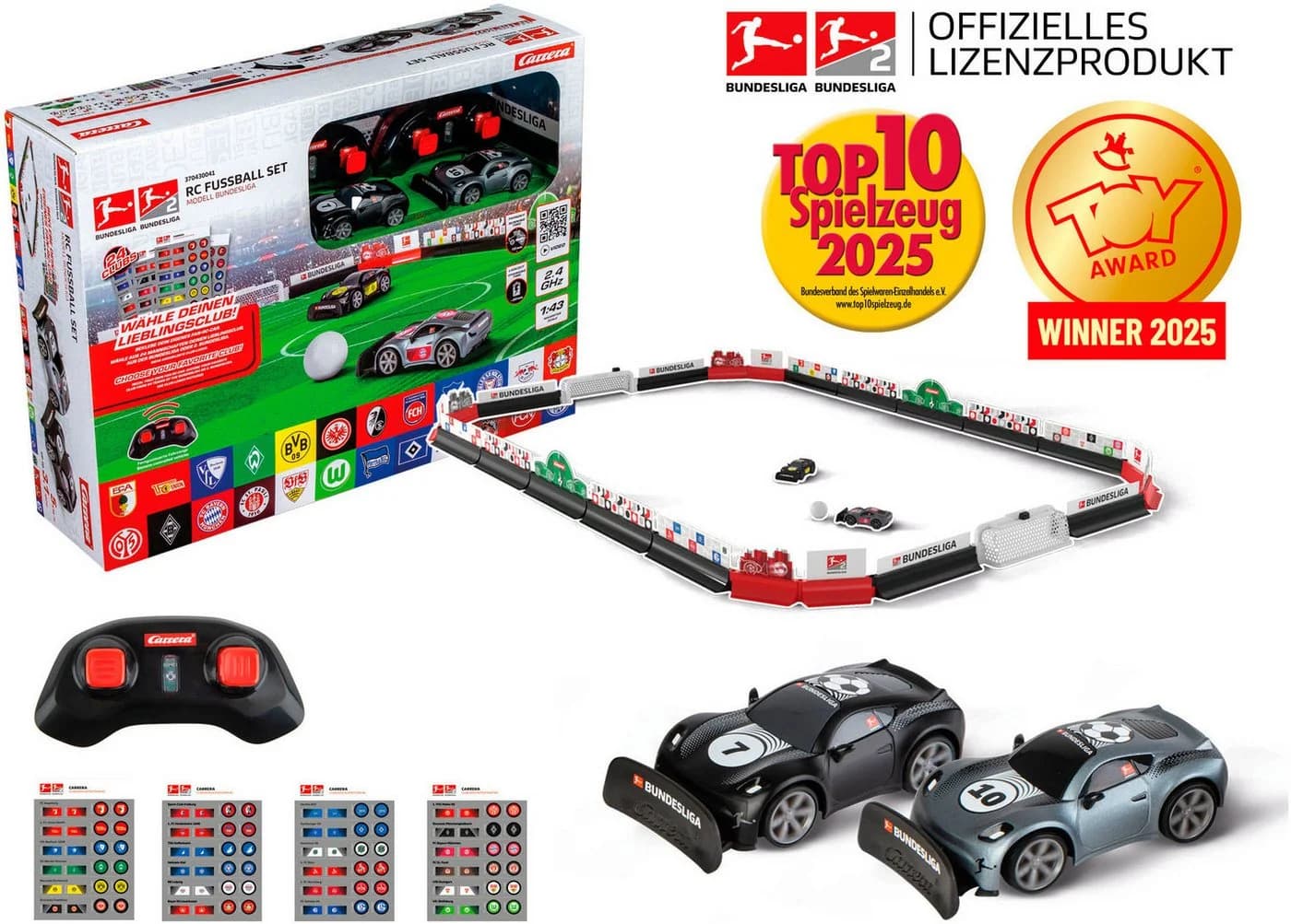 Carrera RC Fußball Set Bundesliga 2x RC-Autos Schwarz Grau - Bild 2