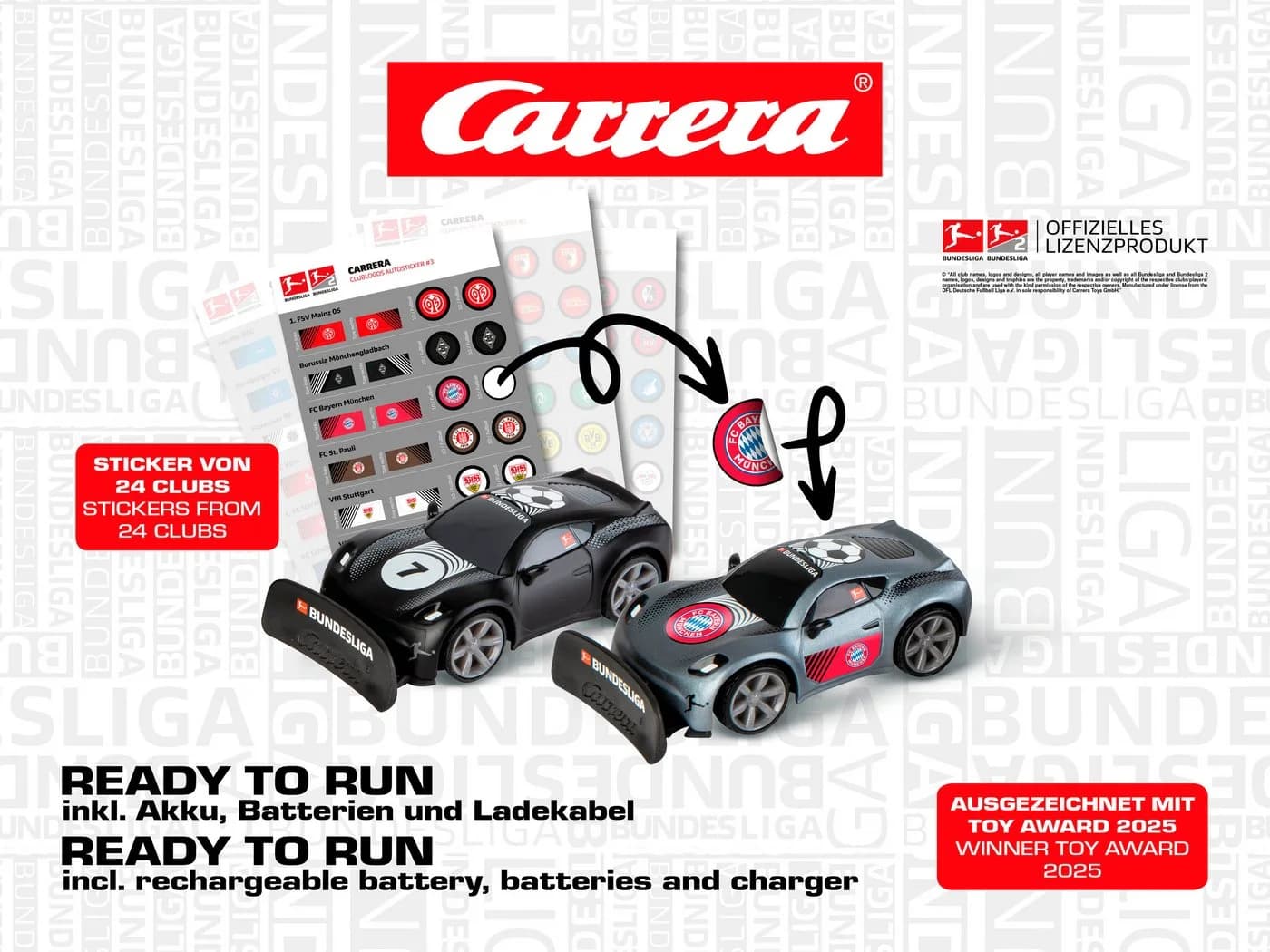 Carrera RC Fußball Set Bundesliga 2x RC-Autos Schwarz Grau - Bild 5