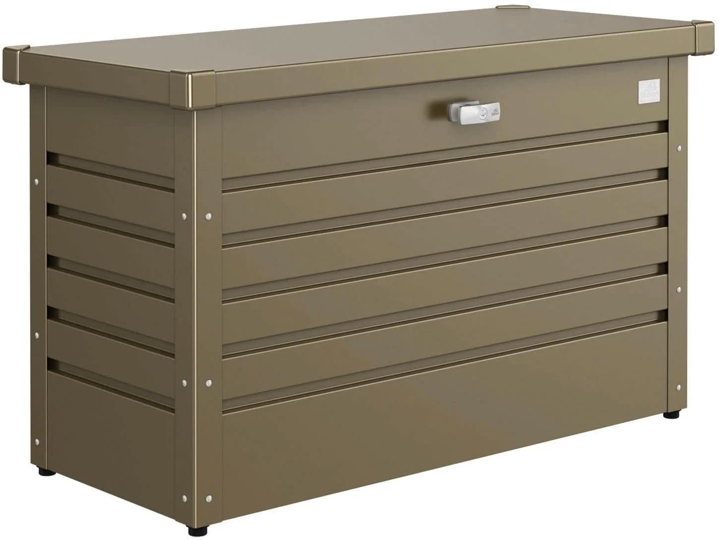 Gartenbox aus Stahl und Metall in Braun und Bronze-Metallic