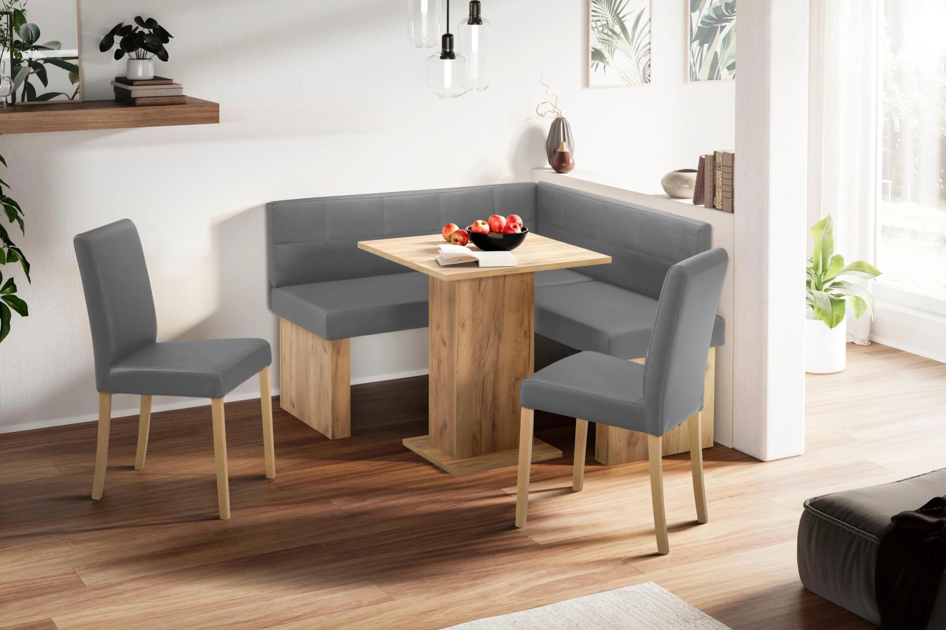 Eckbank Anna 2 Grau Holzwerkstoff Golden Oak - Bild 3