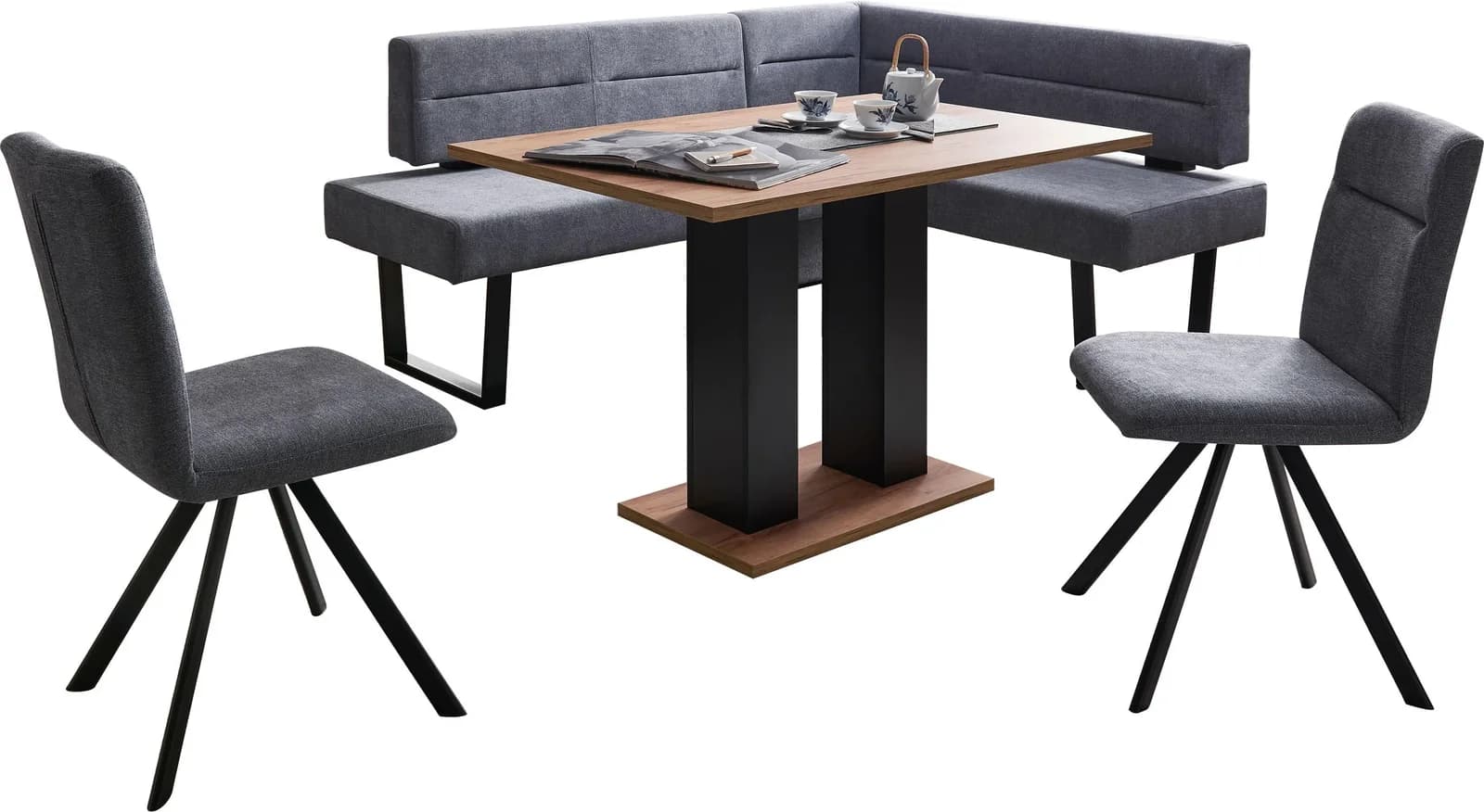 Eckbankgruppe MASSIVLINE & MORE Martina Blau/Grau Metall