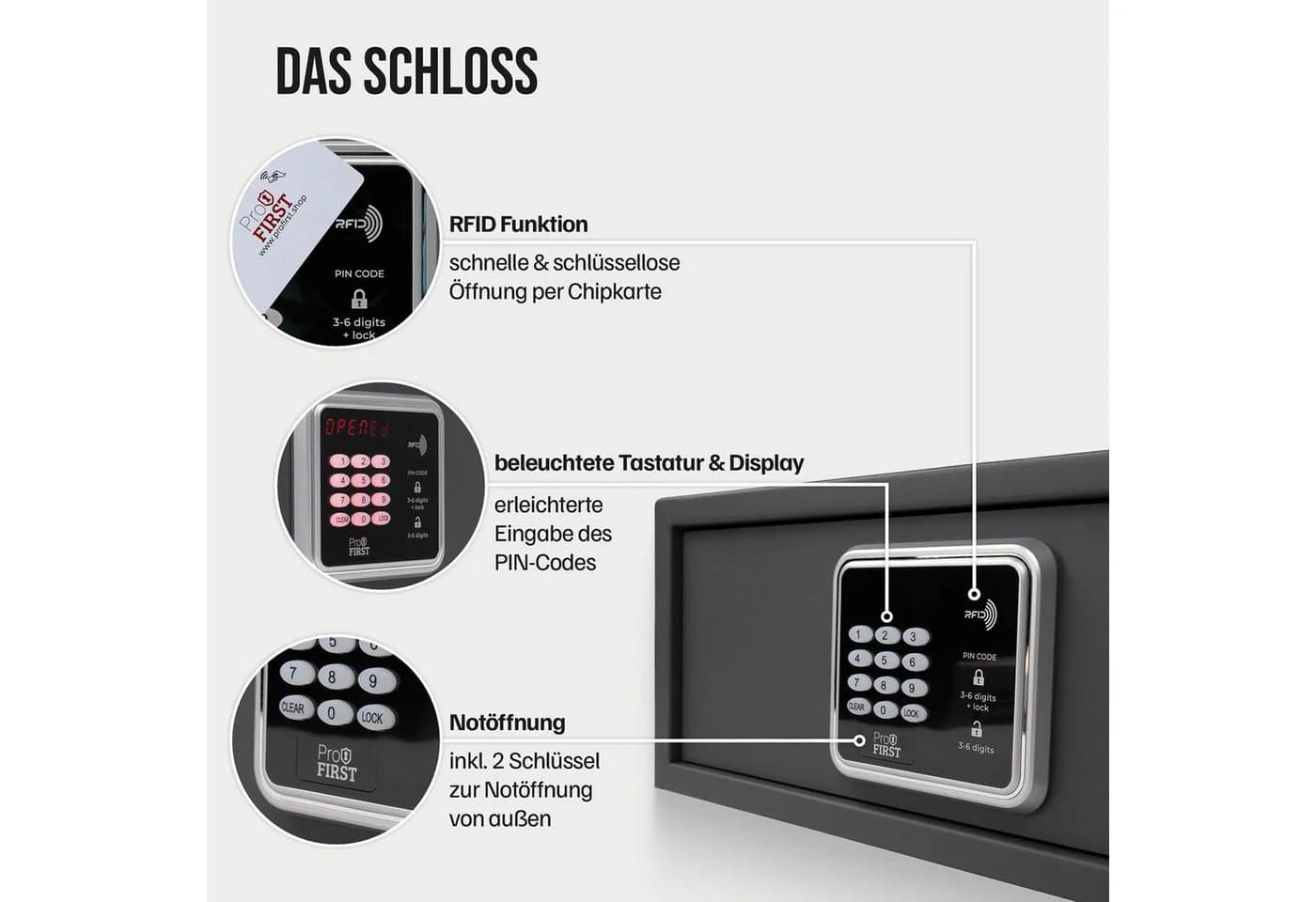 Profirst DIGISAFE Möbeltresor mit RFID-Schloss und PIN-Code - Bild 5
