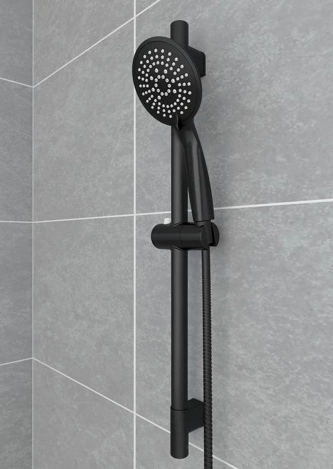 Vereg Brausegarnitur Nero Schwarz mit 5 Strahlarten und Metallbrauseschlauch - Bild 3