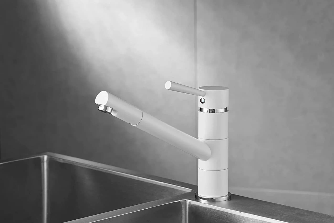 Vereg Spültischarmatur Siena Küchenarmatur Wasserhahn Hochdruck Einhandmischer Matt Weiß