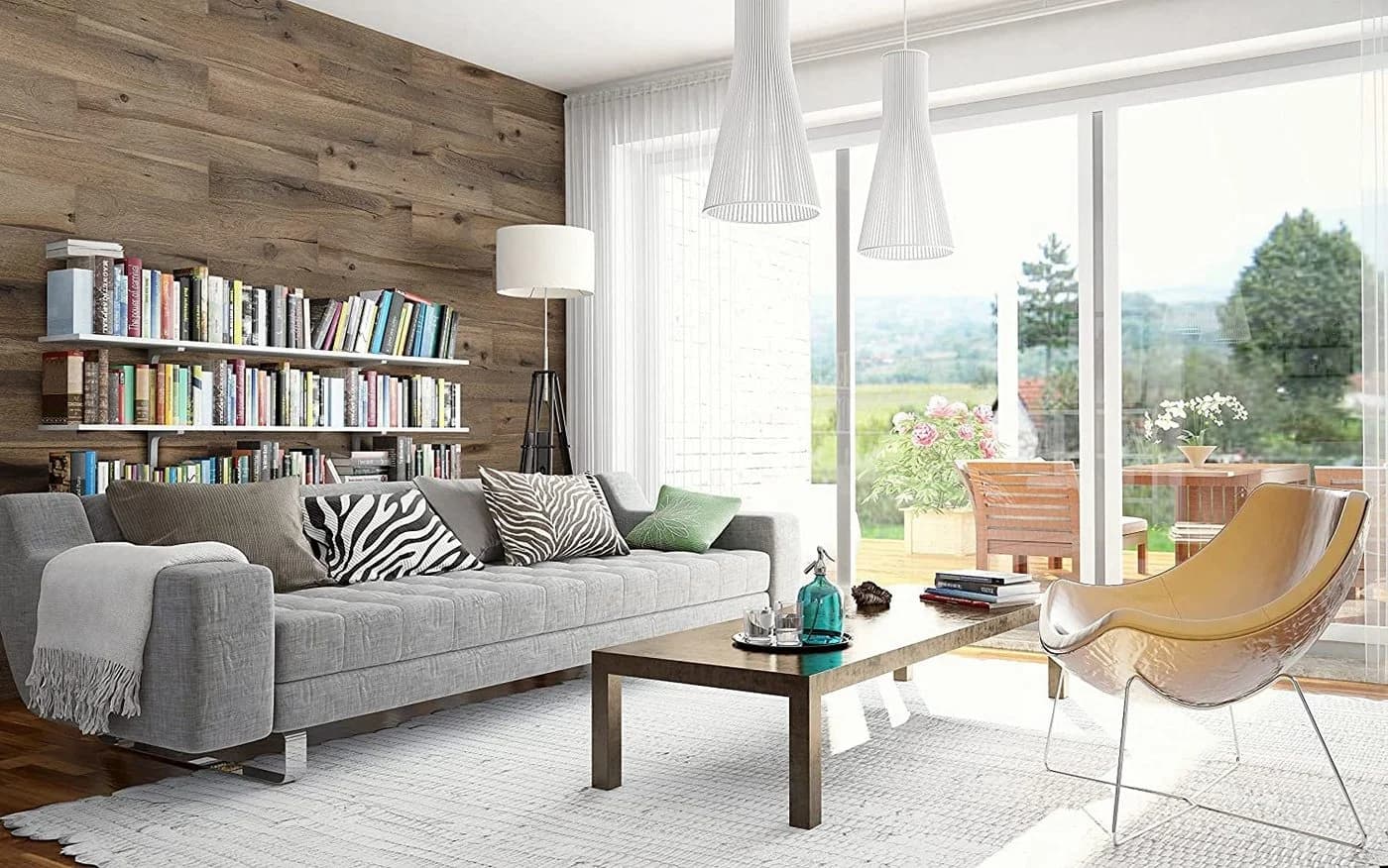 Vereg Wanddekoobjekt Aged Wood Walls Selbstklebende 3-D-Holzwand Braun