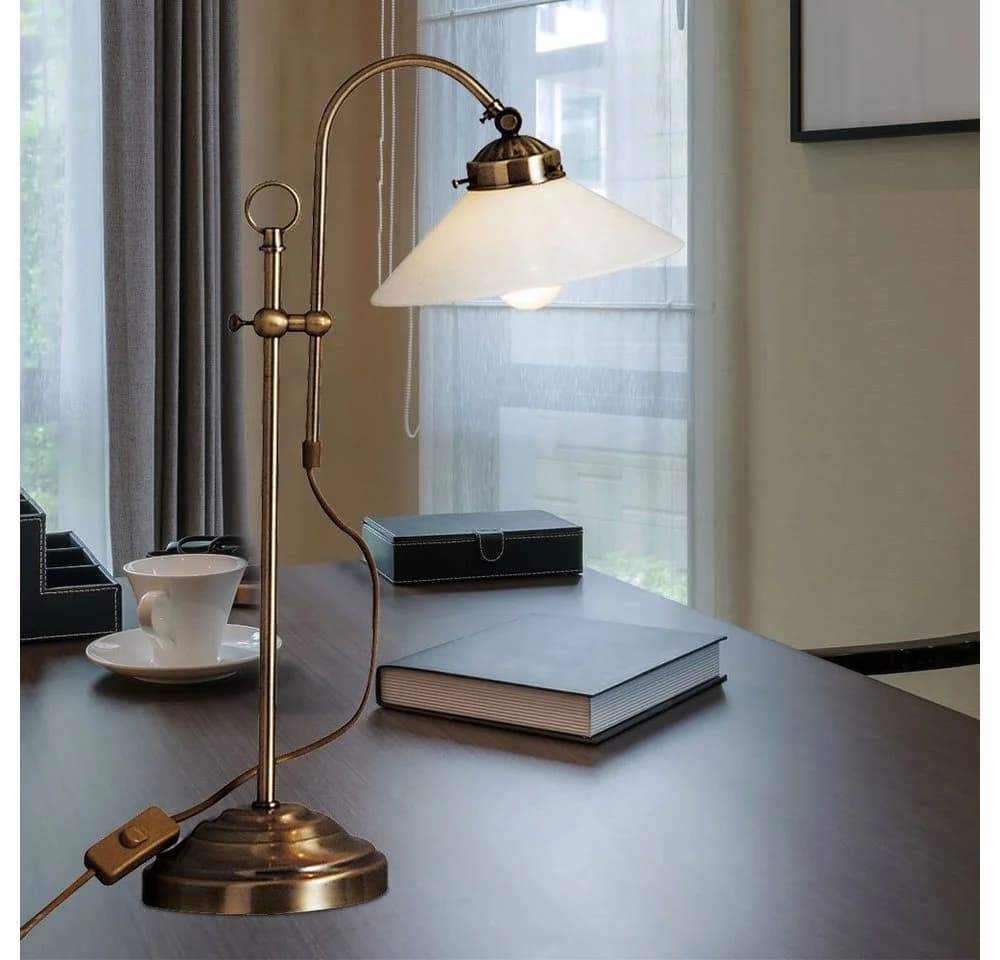 GLOBO LIGHTING Schreibtischlampe Altmessing Retro Glas Tischleuchte - Bild 3