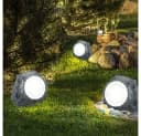 GLOBO LIGHTING Solar LED Gartenleuchte Grau Stein Design Bild 3