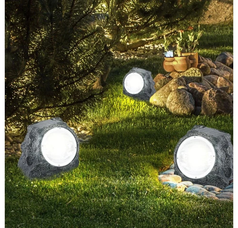 GLOBO LIGHTING Solar LED Gartenleuchte Grau Stein Design - Bild 3