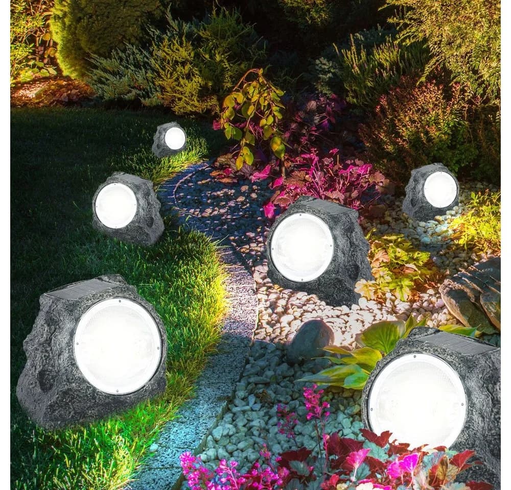 GLOBO LIGHTING Solar LED Gartenleuchte Grau Stein Design - Bild 4