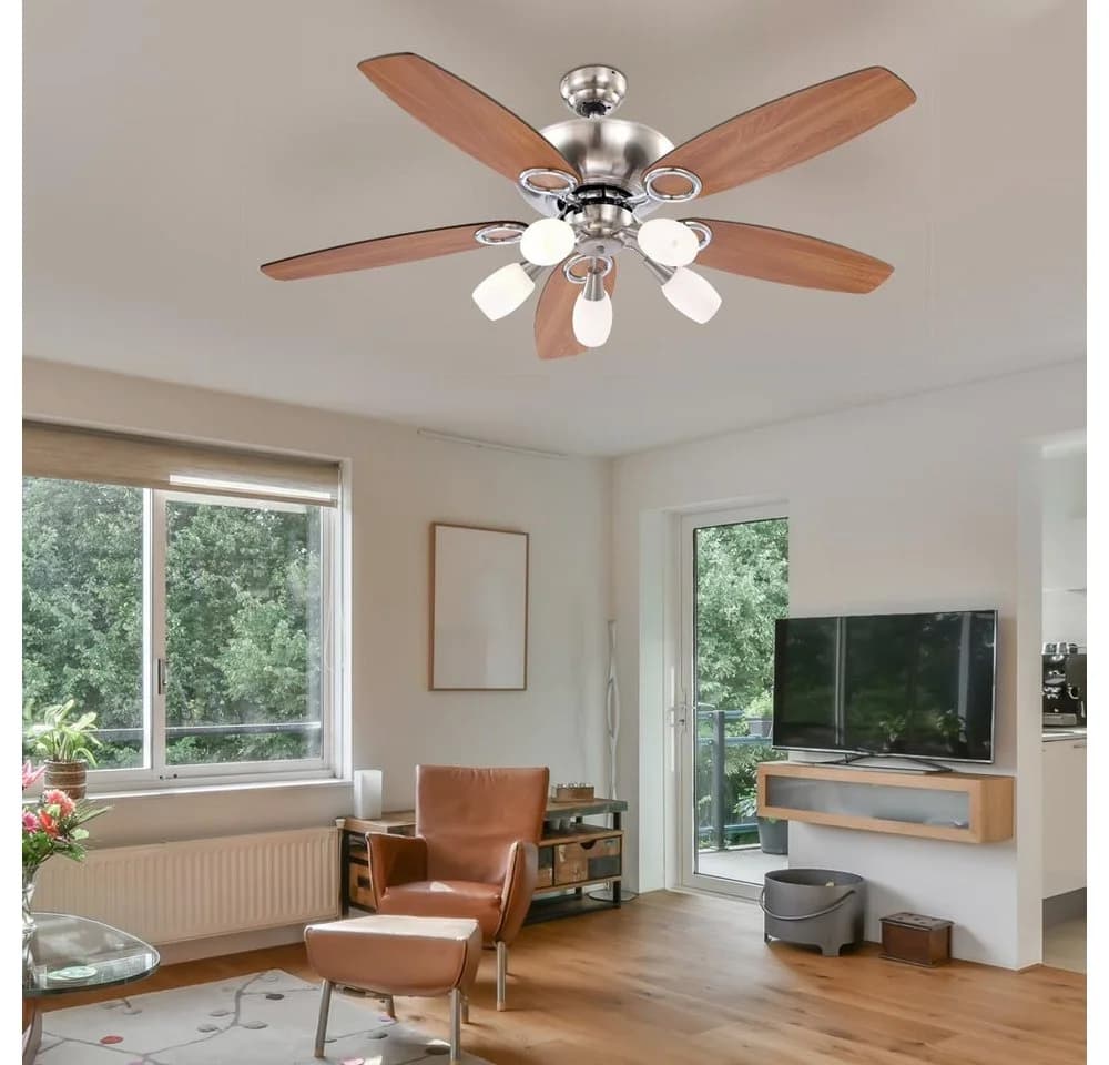 GLOBO LIGHTING Deckenventilator 130 cm mit Beleuchtung Holzventilator - Bild 3
