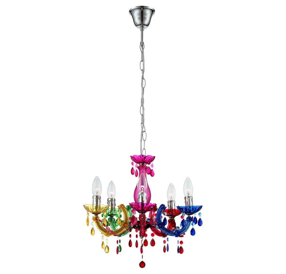 GLOBO LIGHTING Kronleuchter Hängeleuchte Bunt Acryl Chrom - Bild 2