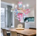 GLOBO LIGHTING Kronleuchter Chrom Acryl Kristall Regenbogenfarben 5-fach Bild 1