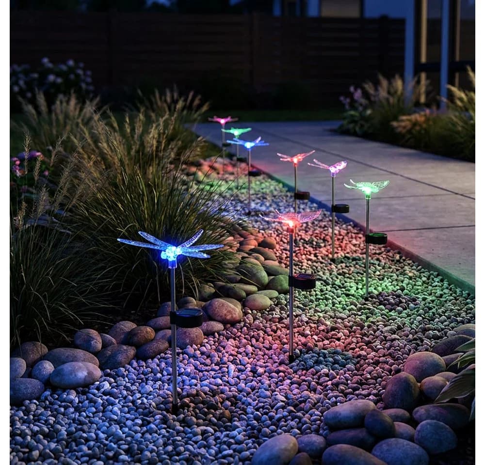 GLOBO LIGHTING Solarleuchte 4er Set Schmetterling Libelle Bunt - Bild 3