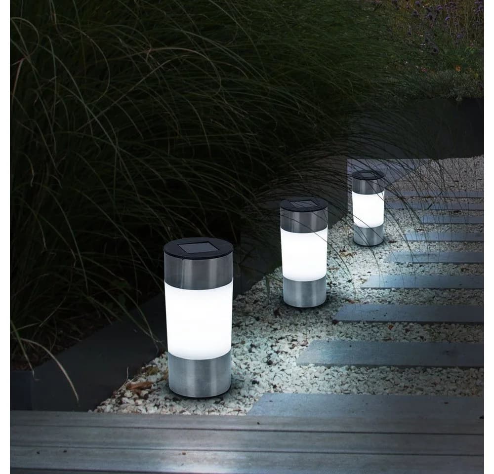 GLOBO LIGHTING 3x LED Solar Gartenleuchte Edelstahl Weiß - Bild 4