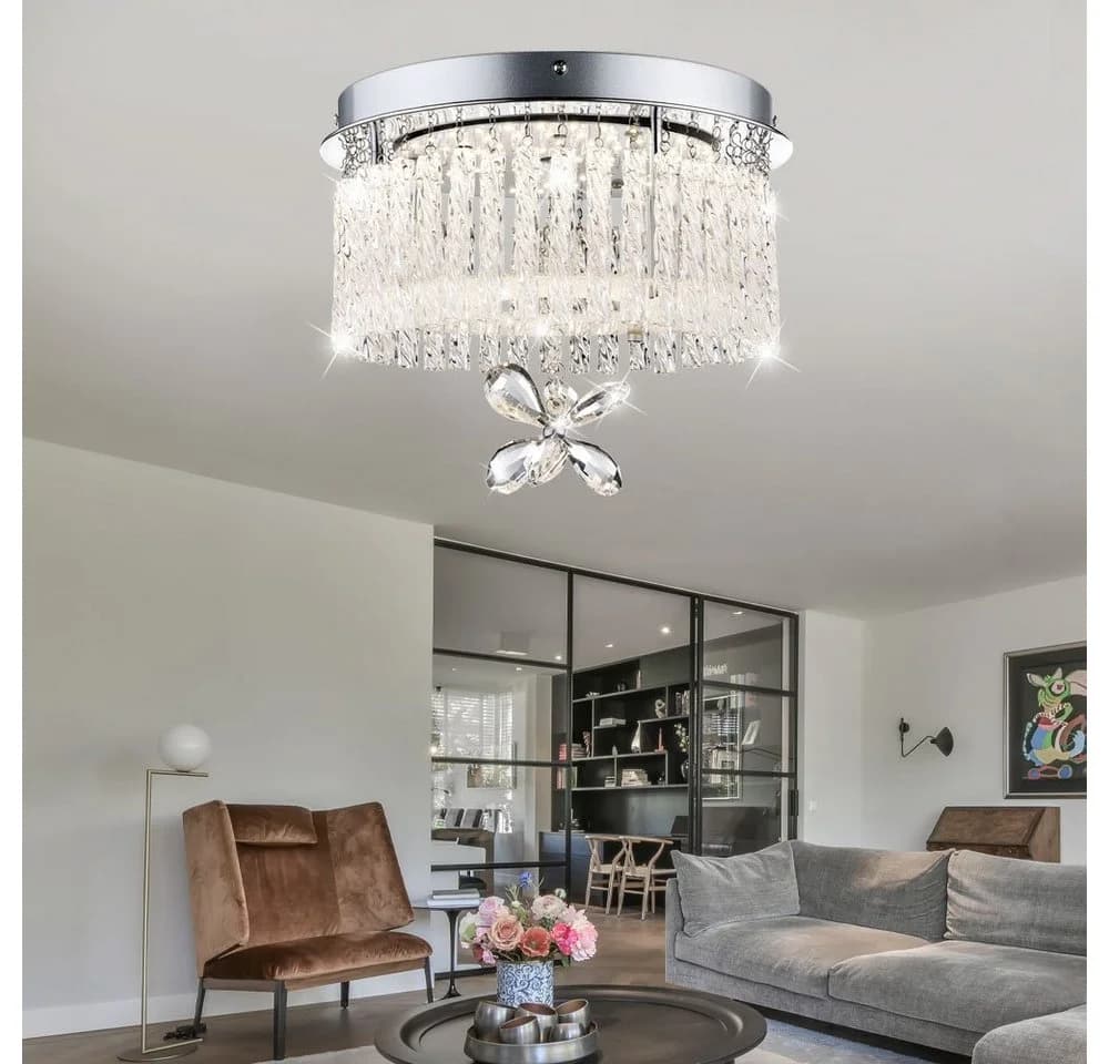 GLOBO LIGHTING LED Deckenleuchte Chrom Kristall Glas