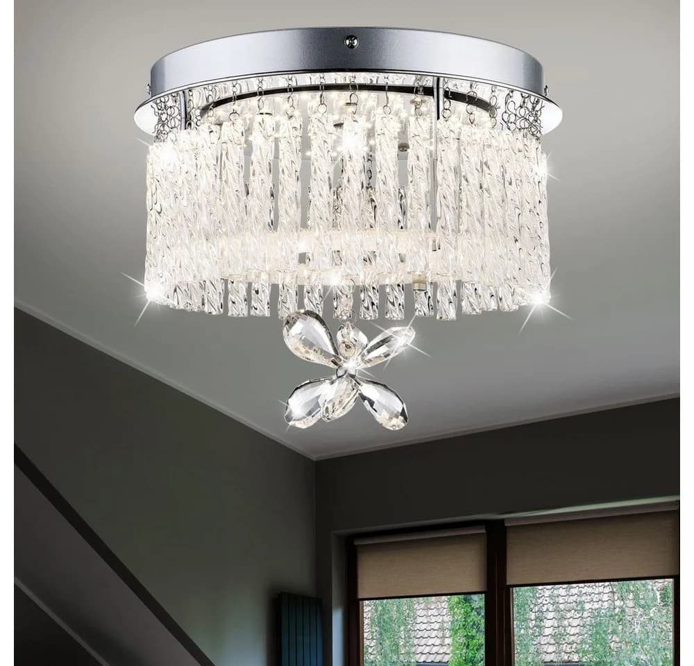 GLOBO LIGHTING LED Deckenleuchte Chrom Kristall Glas - Bild 5