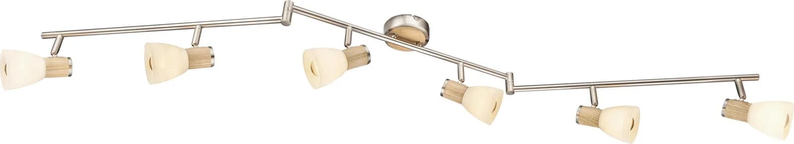 Globo Strahler GYLFI Deckenleuchte Metall/Glas/Holz Nickel Matt