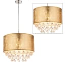 GLOBO LIGHTING LED-Hängeleuchte Gold Stoff Kristall Bild 2