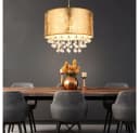 GLOBO LIGHTING LED-Hängeleuchte Gold Stoff Kristall Bild 5