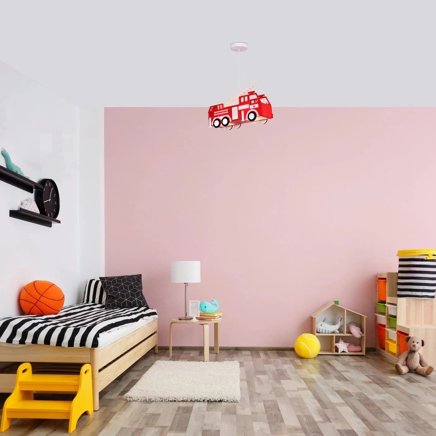 Globo Kinderhängeleuchte Kita Feuerwehr-Design Rot/Weiss