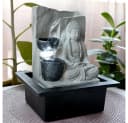 GLOBO LIGHTING Buddha Tischbrunnen LED Kunststoff Grau Bild 1
