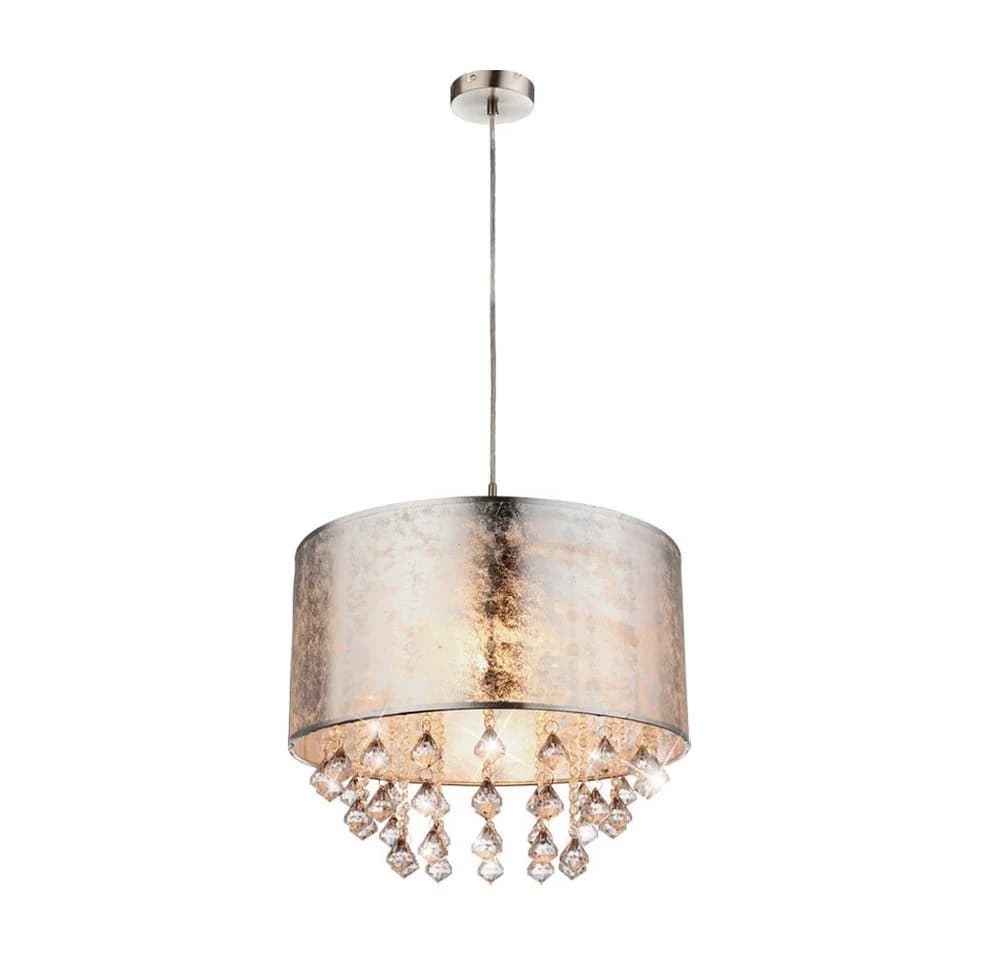 GLOBO LIGHTING LED-Hängeleuchte Silber Stoff Kristall - Bild 2
