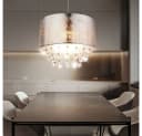 GLOBO LIGHTING LED-Hängeleuchte Silber Stoff Kristall Bild 3
