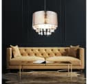 GLOBO LIGHTING LED-Hängeleuchte Silber Stoff Kristall Bild 4