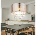 GLOBO LIGHTING LED-Hängeleuchte Silber Stoff Kristall Bild 5