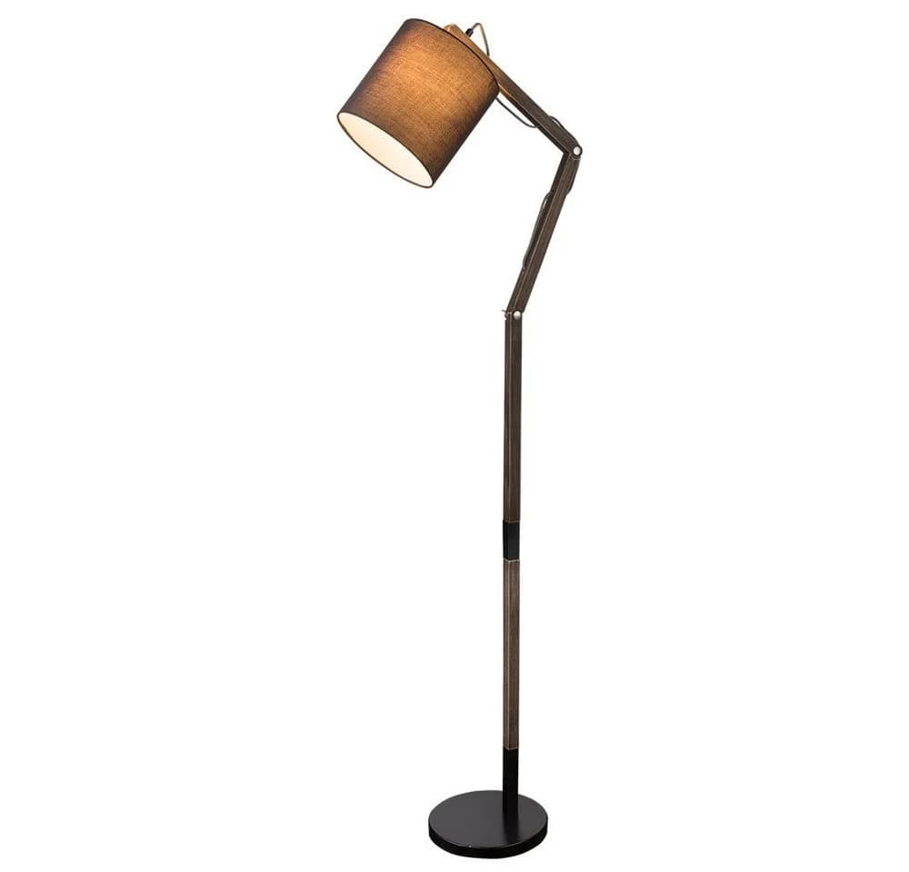 GLOBO LIGHTING Stehlampe Schwarz mit Holzoptik und verstellbaren Gelenken - Bild 2