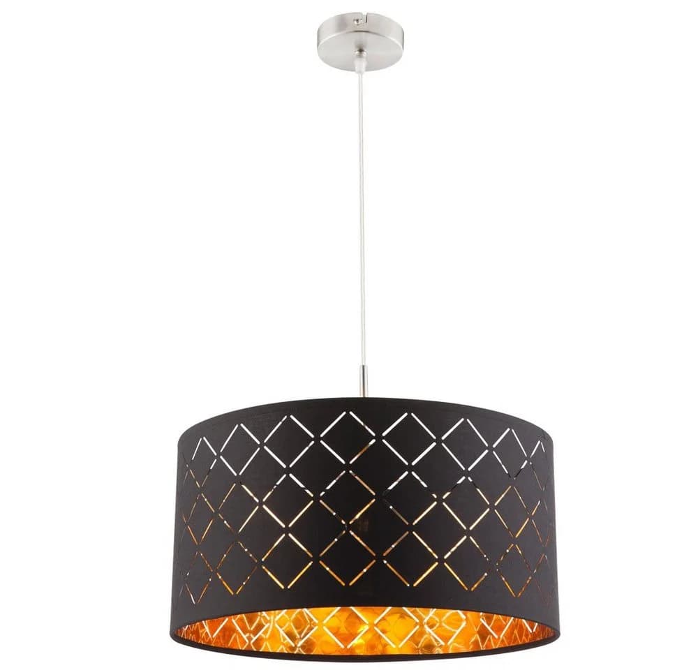 Globo Hängeleuchte Clarke Schwarz Gold Metall Textil - Bild 2