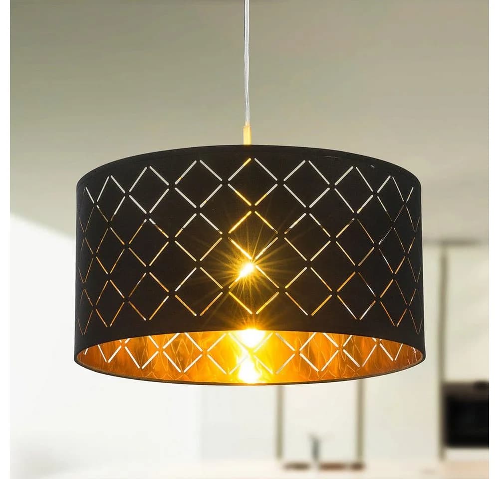 Globo Hängeleuchte Clarke Schwarz Gold Metall Textil - Bild 3