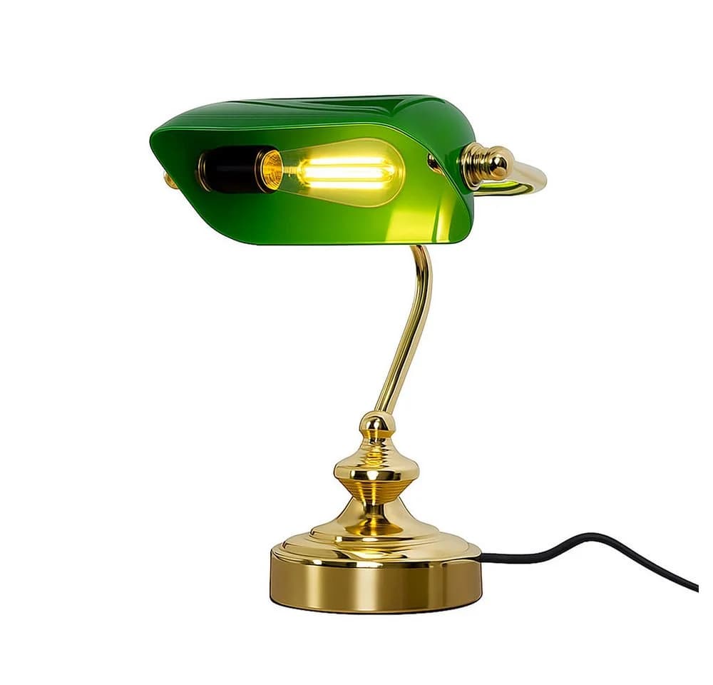 GLOBO LIGHTING Bankerlampe Grün Messing Acryl - Bild 2
