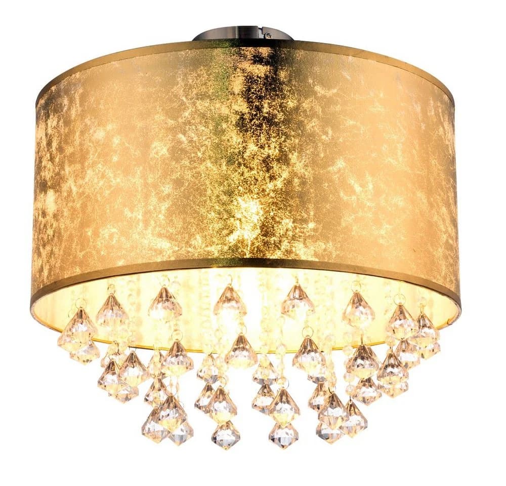 GLOBO LIGHTING Deckenleuchte Blattgold Metall Textil mit Kristallbehang - Bild 2