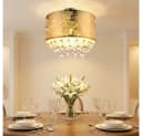 GLOBO LIGHTING Deckenleuchte Blattgold Metall Textil mit Kristallbehang Bild 4