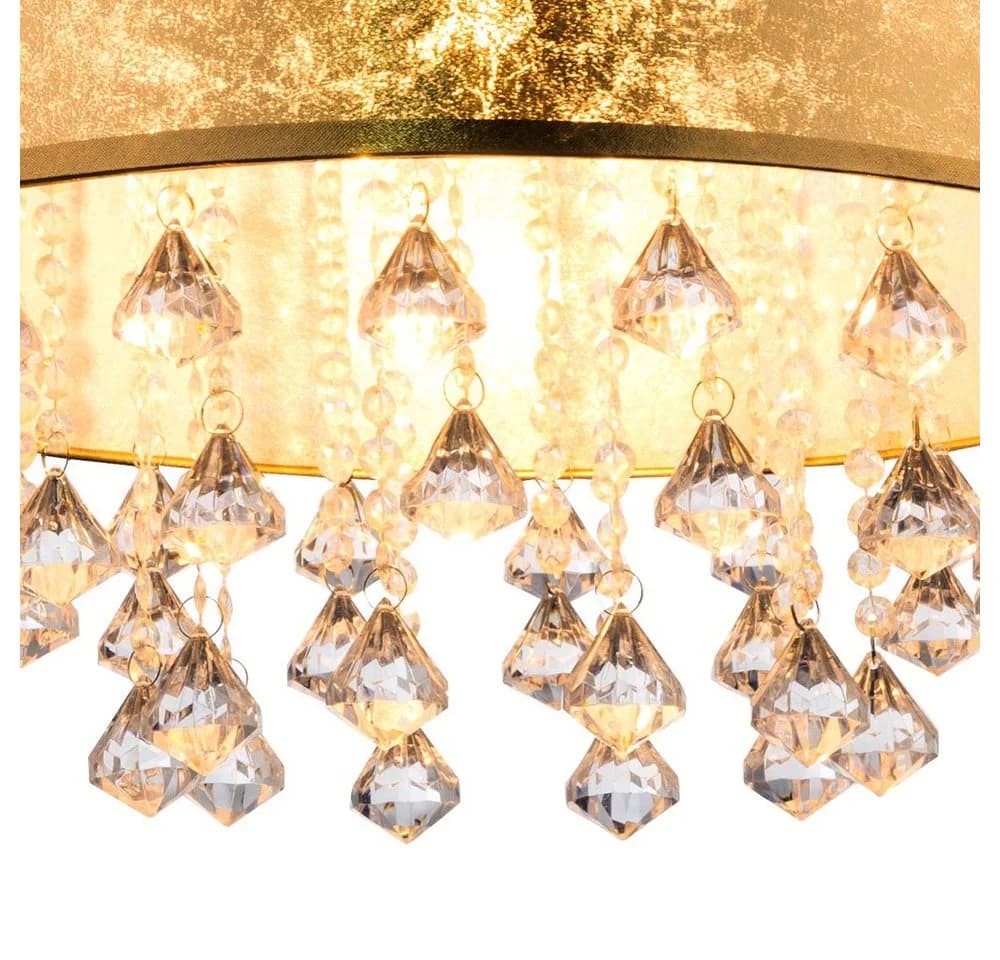 GLOBO LIGHTING Deckenleuchte Blattgold Metall Textil mit Kristallbehang - Bild 5