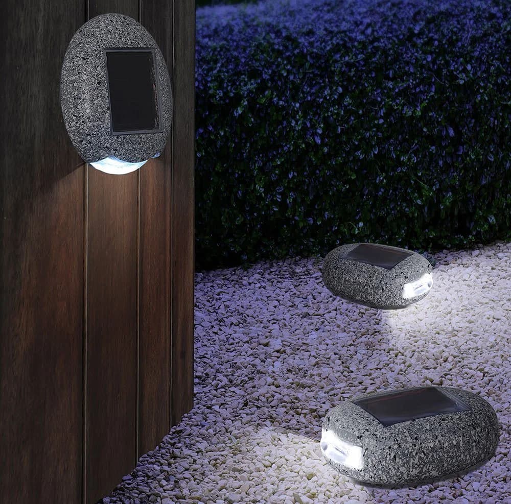 GLOBO LIGHTING 3er Set Solar Gartenleuchte Grau Stein Design - Bild 4