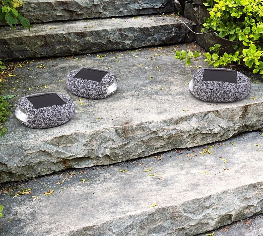 GLOBO LIGHTING 3er Set Solar Gartenleuchte Grau Stein Design - Bild 5