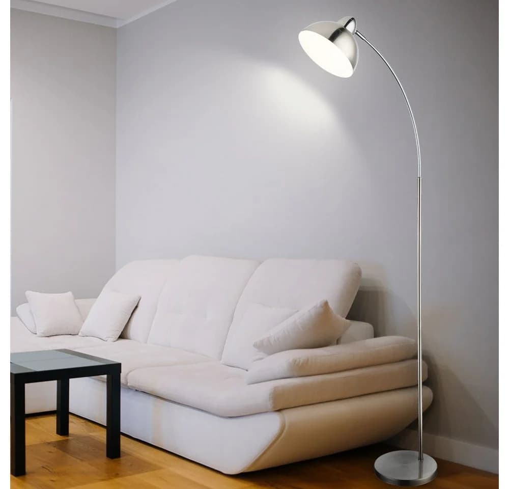 GLOBO LIGHTING Bogenstehleuchte Chrom Matt Nickel Schwenkbar