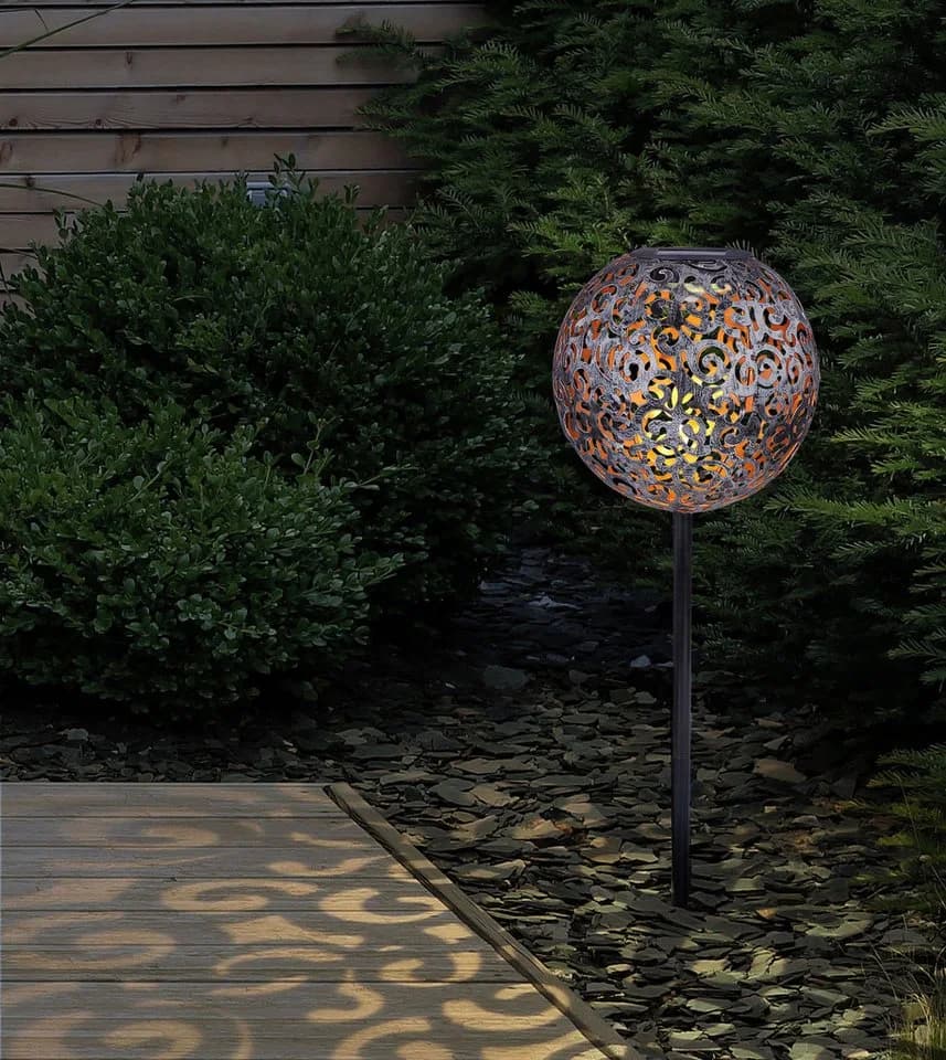 GLOBO LIGHTING Solarleuchte Garten Kugel Silber LED Warmweiß
